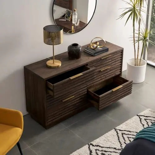 Japandi Dark Wood Dresser - Japandi