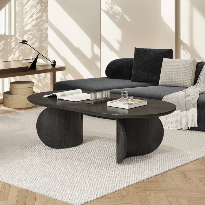 Black Oval Japandi Coffee Table - Japandi