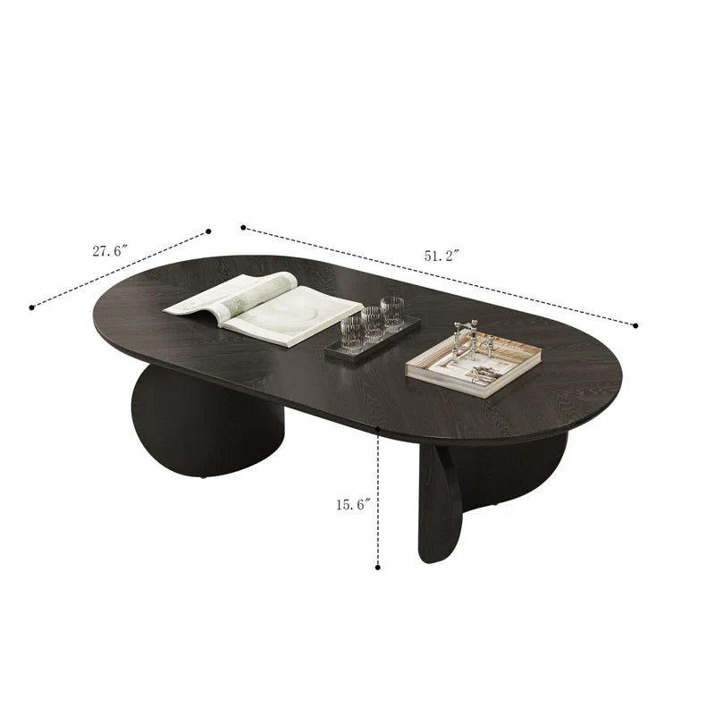 Black Oval Japandi Coffee Table - Japandi