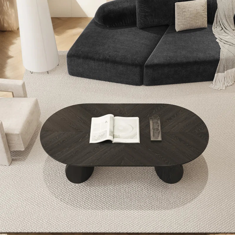 Black Oval Japandi Coffee Table - Japandi