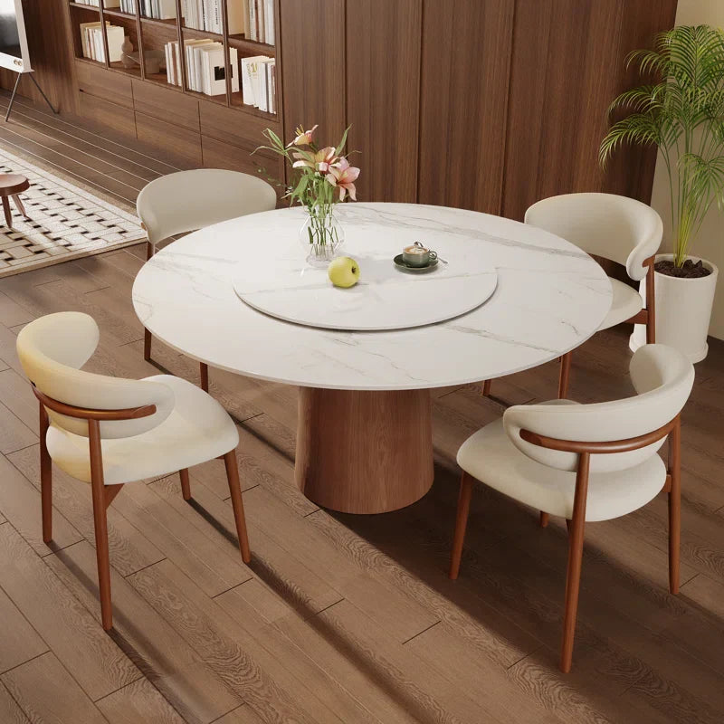 Faux Marble Pedestal Japandi Dining Set – Orren Ellis - Japandi