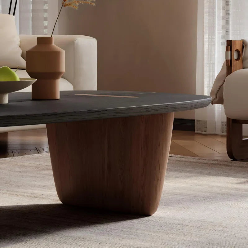 Oval Wood Coffee Table - Fedro - Japandi