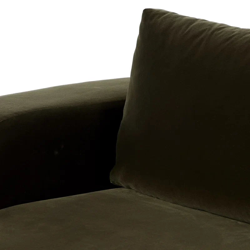 Recessed Arm Japandi Sofa in Textured Fabric - Japandi