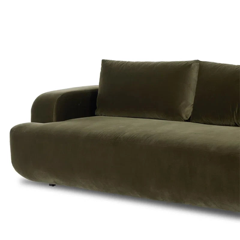 Recessed Arm Japandi Sofa in Textured Fabric - Japandi