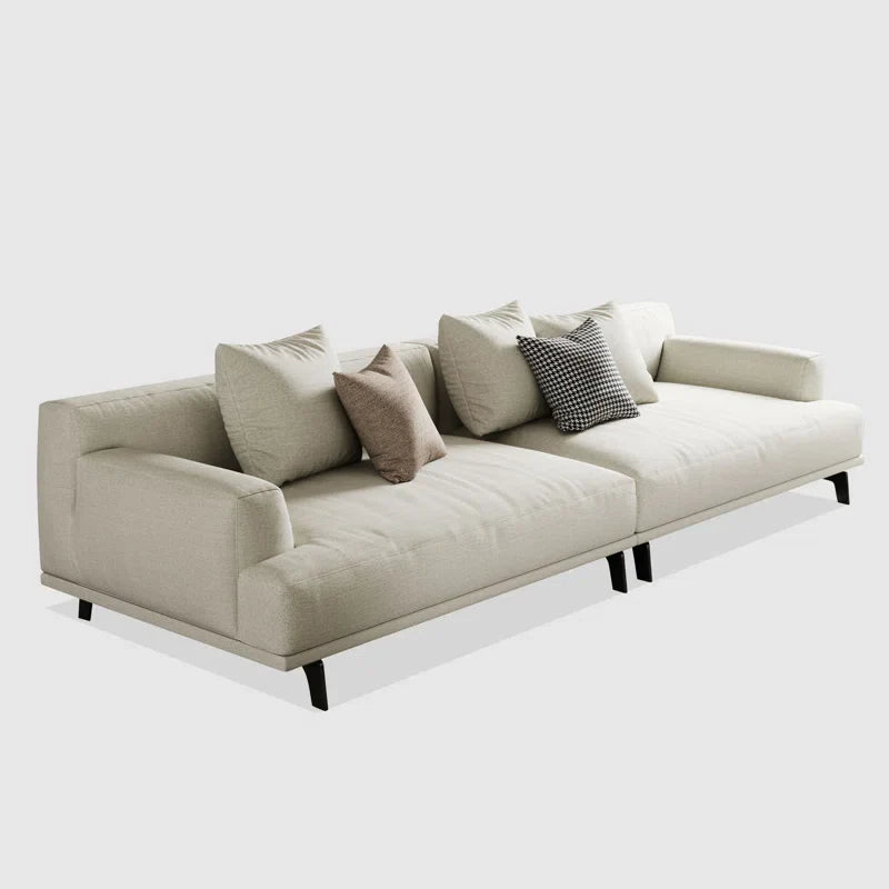 Cotton & Linen Japandi Sofa with Pillows - Japandi