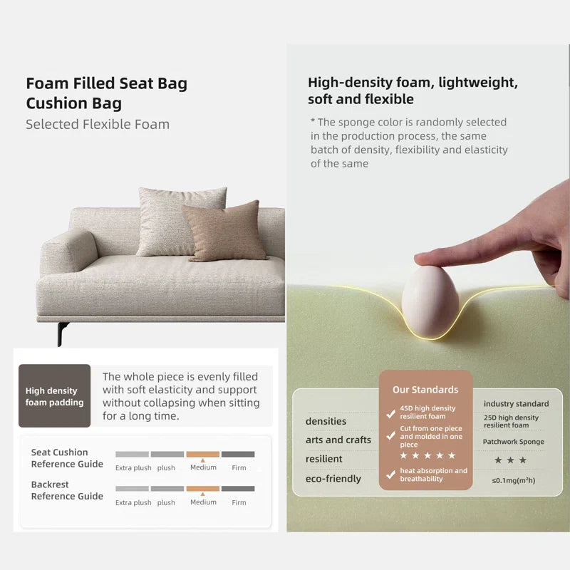 Cotton & Linen Japandi Sofa with Pillows - Japandi