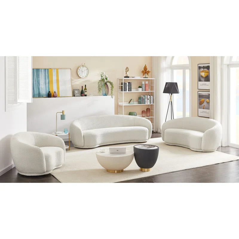 Rolled Arm Japandi Chesterfield Sofa in Velvet - Japandi