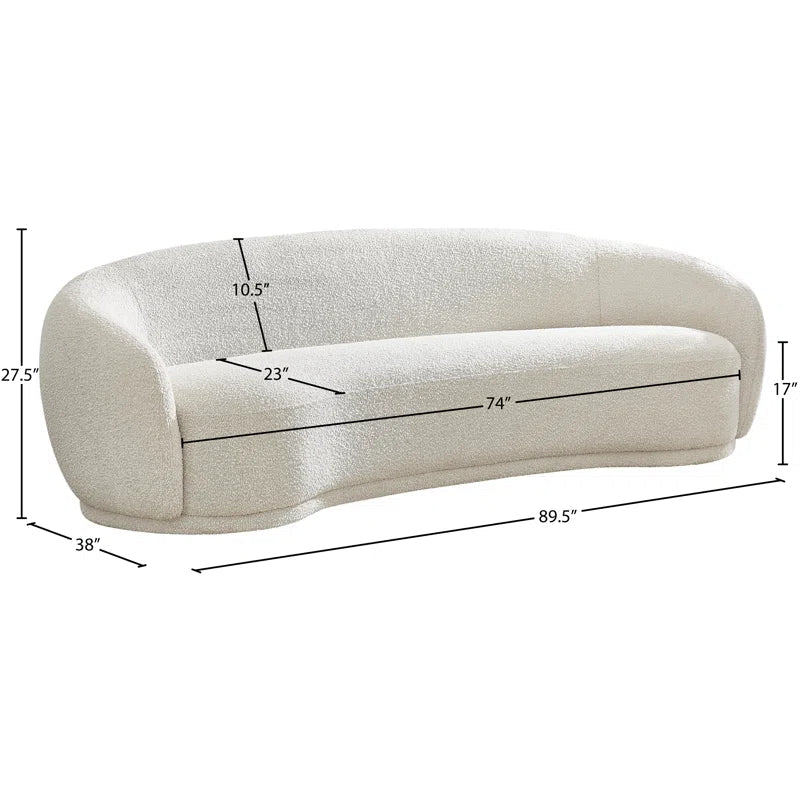 Rolled Arm Japandi Chesterfield Sofa in Velvet - Japandi