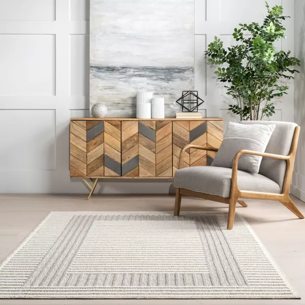 Japandi Light Grey Striped Rug - Japandi