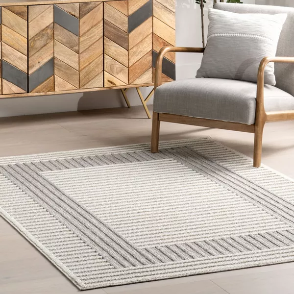Japandi Light Grey Striped Rug - Japandi