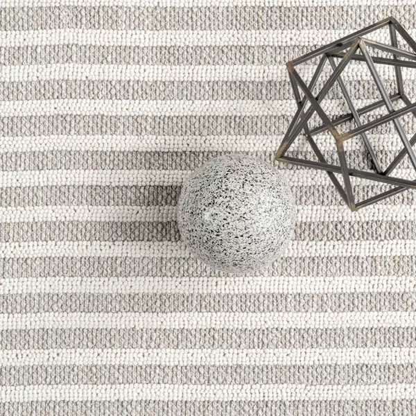 Japandi Light Grey Striped Rug - Japandi