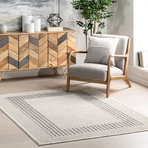 Japandi Light Grey Striped Rug - Japandi