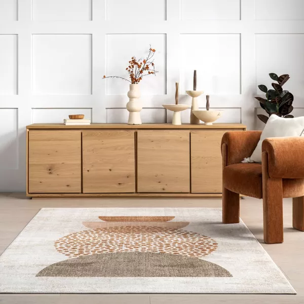 Japandi Terracotta Geometric Rug - Japandi