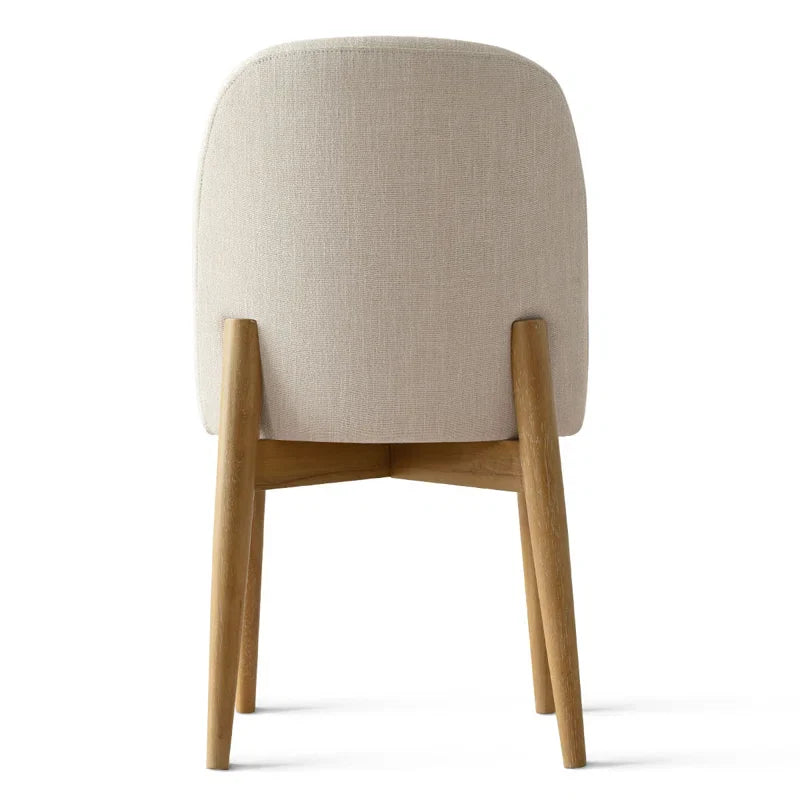 Solid Oak & White Fabric Japandi Dining Set – Gweneva - Japandi