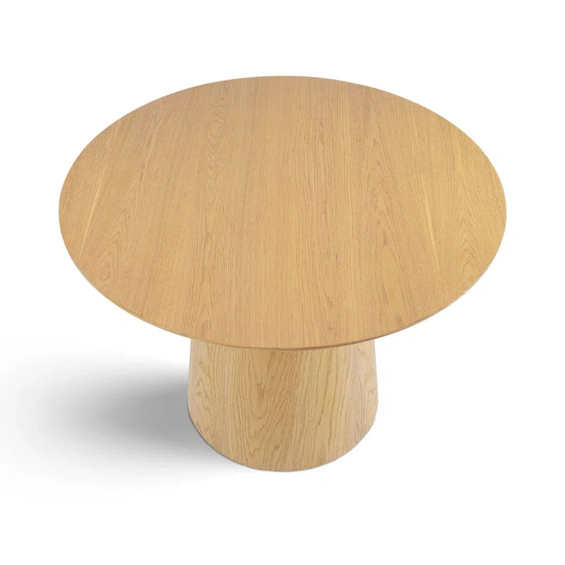 Solid Oak & White Fabric Japandi Dining Set – Gweneva - Japandi