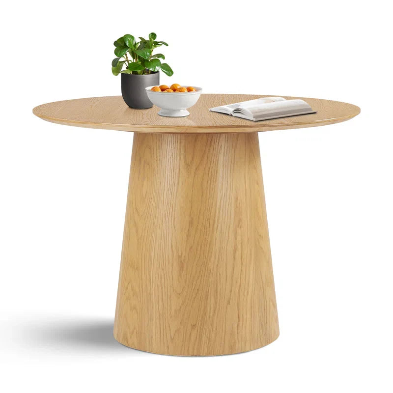 Solid Oak & White Fabric Japandi Dining Set – Gweneva - Japandi