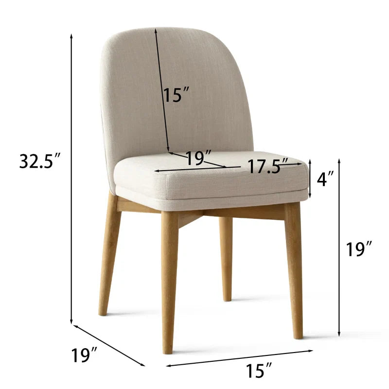 Solid Oak & White Fabric Japandi Dining Set – Gweneva - Japandi