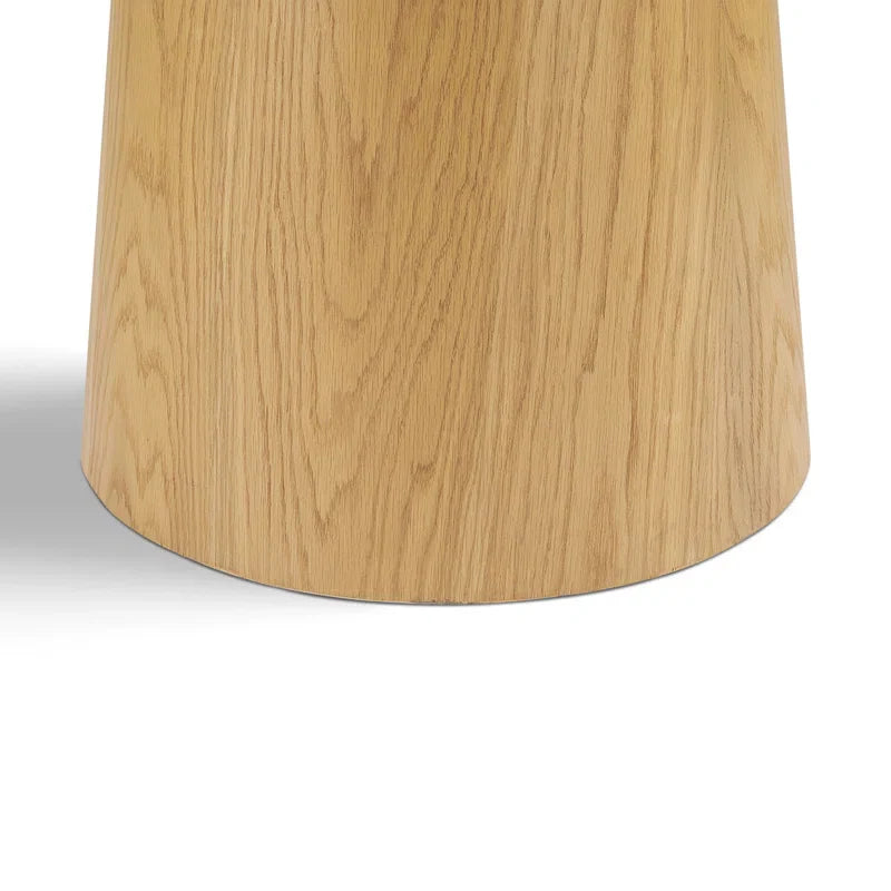Solid Oak & White Fabric Japandi Dining Set – Gweneva - Japandi