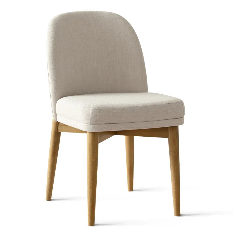 Solid Oak & White Fabric Japandi Dining Set – Gweneva - Japandi