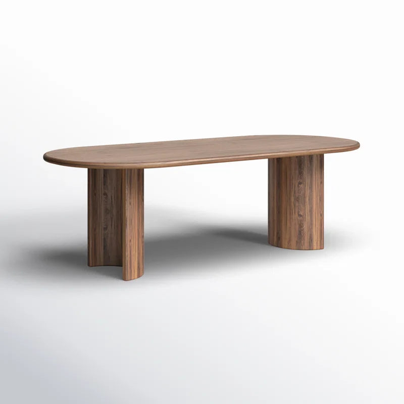 Double Pedestal Japandi Dining Table - Japandi