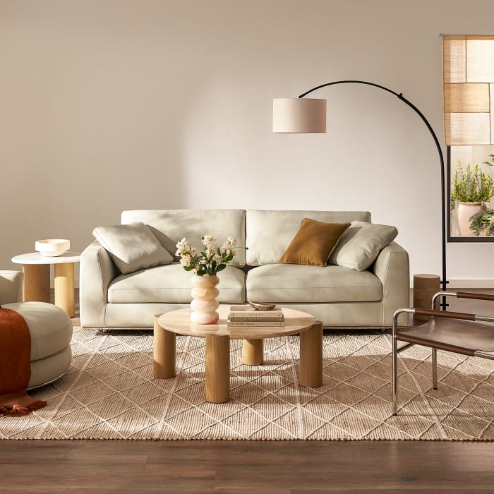 Japandi Travertine Round Coffee Table - Japandi