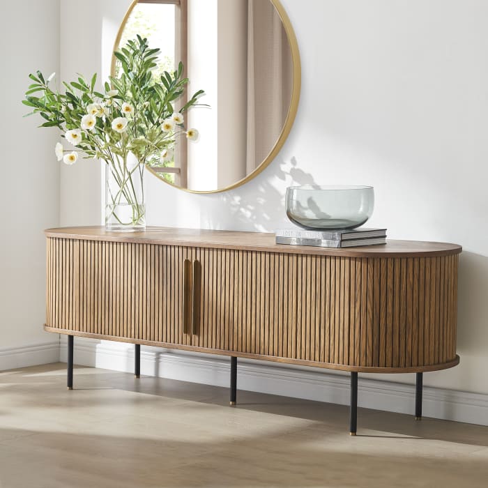 Japandi Oval Wooden TV Stand - Japandi