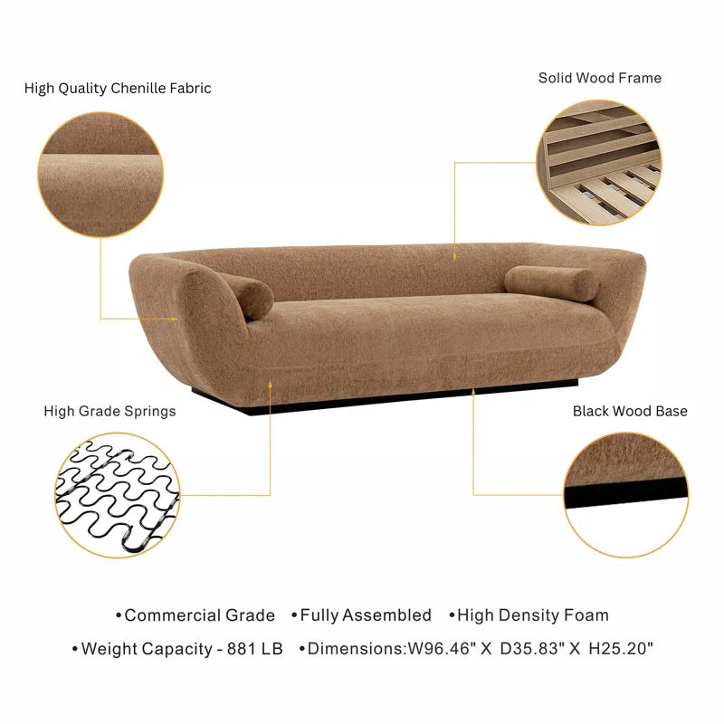 Deep Seat Japandi Sofa with Rounded Arms - Japandi