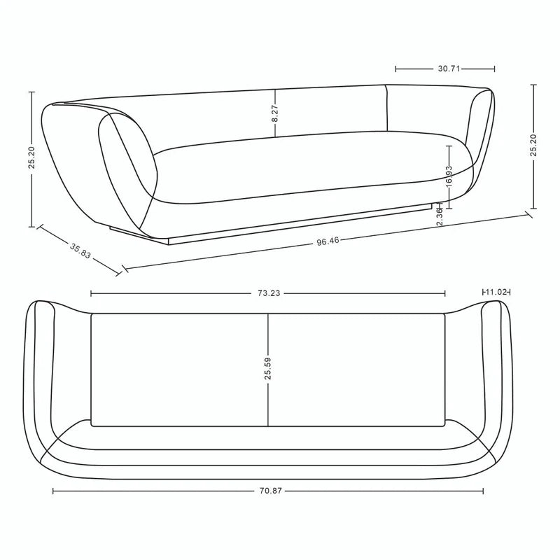 Deep Seat Japandi Sofa with Rounded Arms - Japandi
