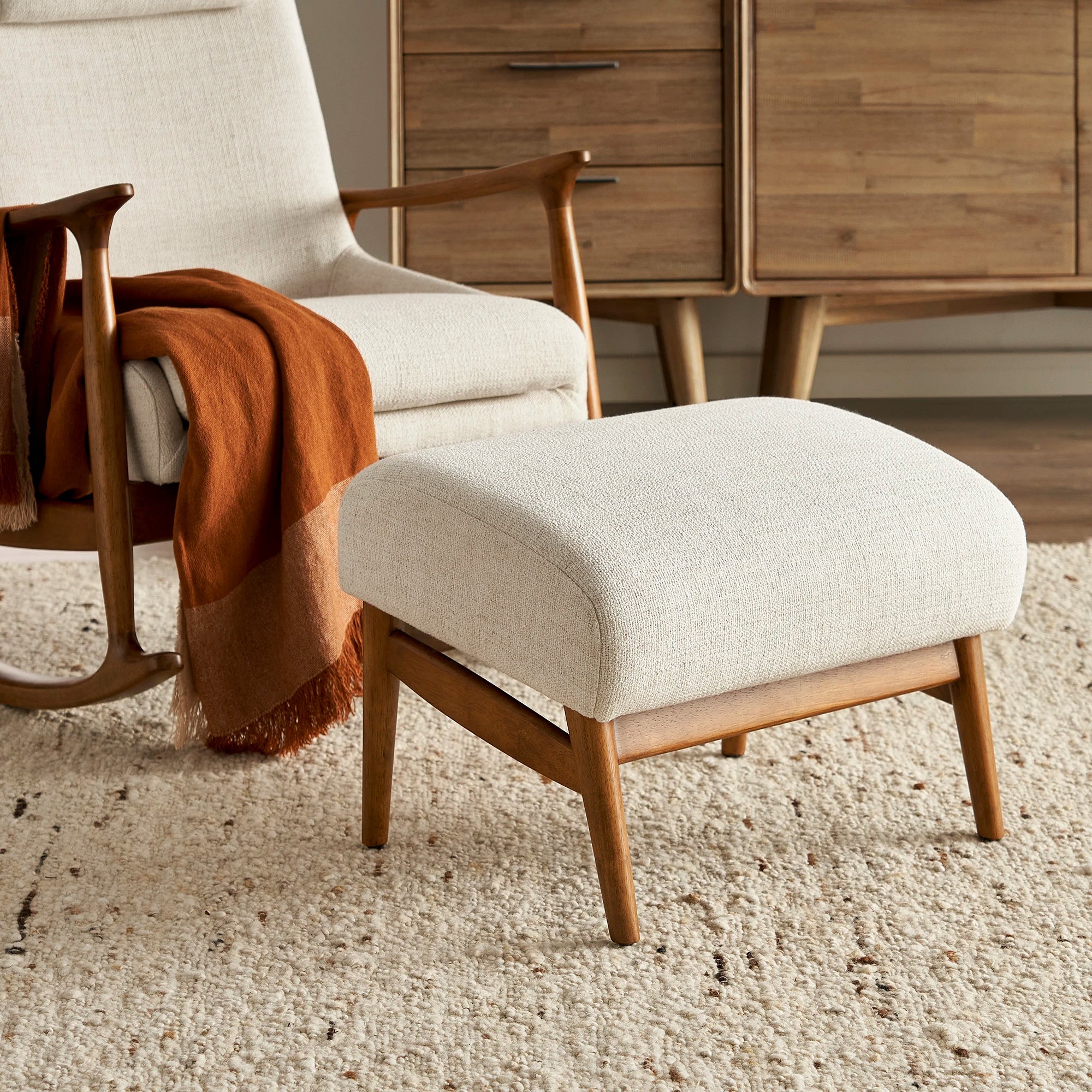 Japandi Beige Ottoman - Japandi