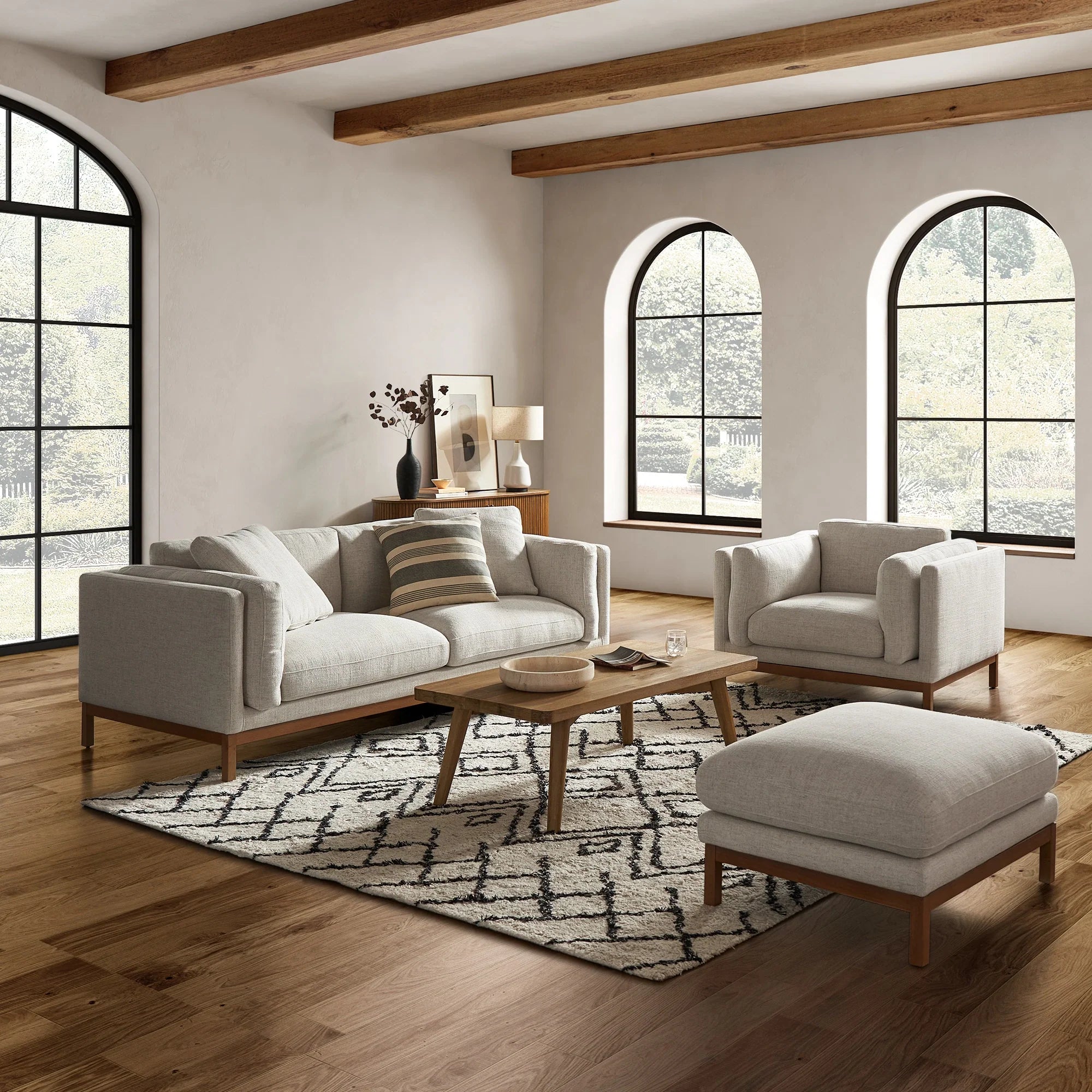 Japandi Fabric Ottoman - Japandi