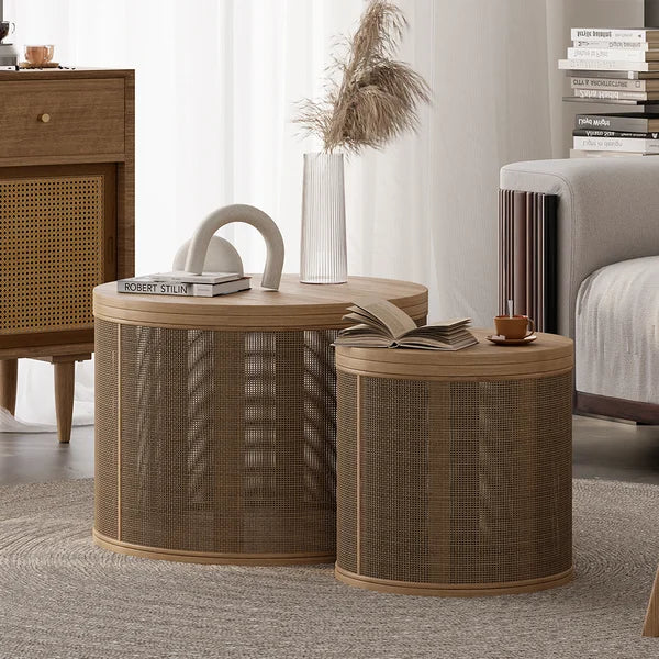 Japandi Rattan Coffee Table Set - Japandi