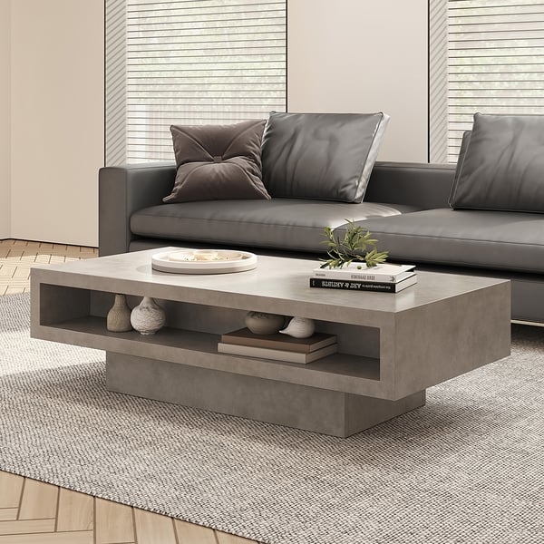 Japandi Concrete Gray Coffee Table - Japandi