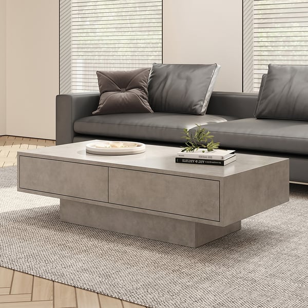 Japandi Concrete Gray Coffee Table - Japandi
