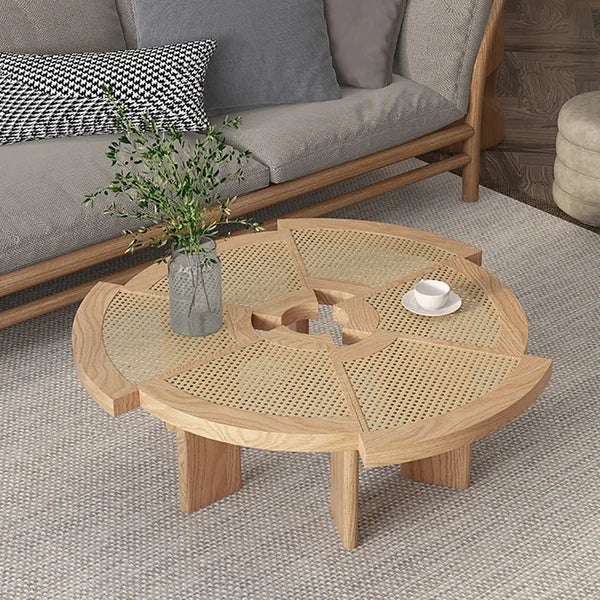 Japandi Round Rattan Coffee Table - Japandi