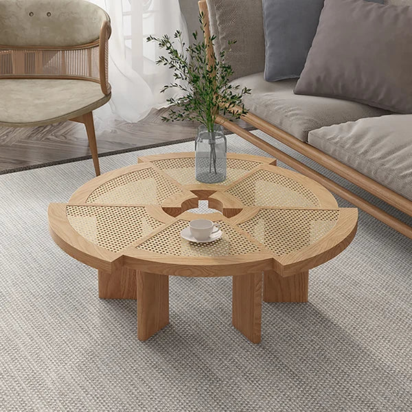 Japandi Round Rattan Coffee Table - Japandi