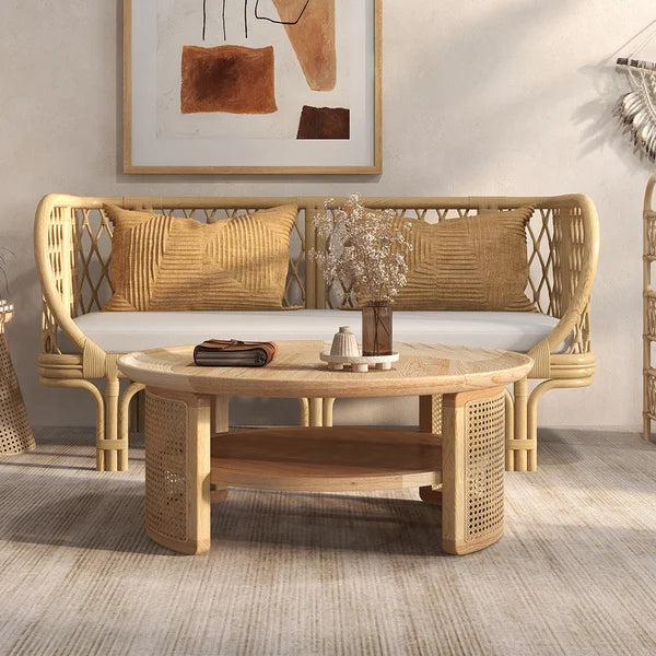 Japandi Round Wood Coffee Table - Japandi