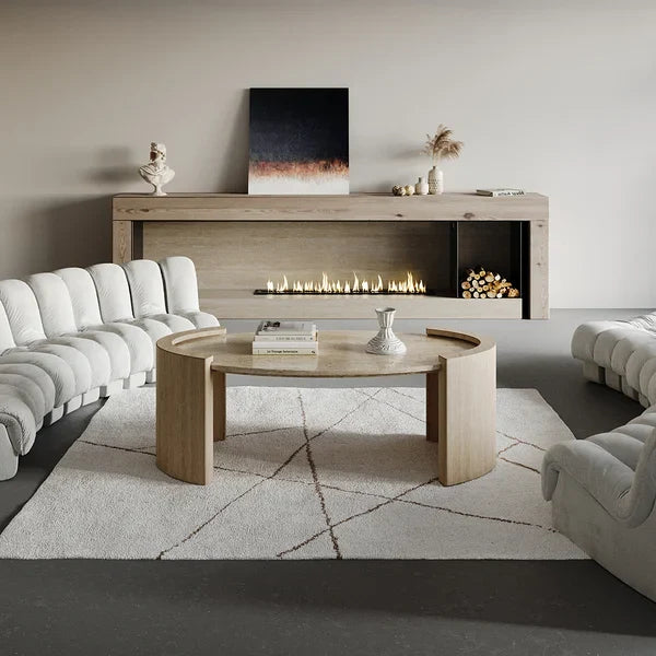 Japandi Travertine Coffee Table - Japandi