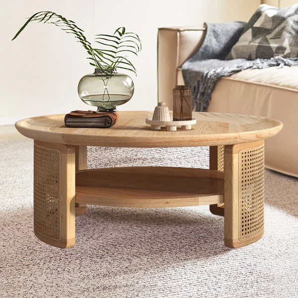 Japandi Round Wood Coffee Table - Japandi