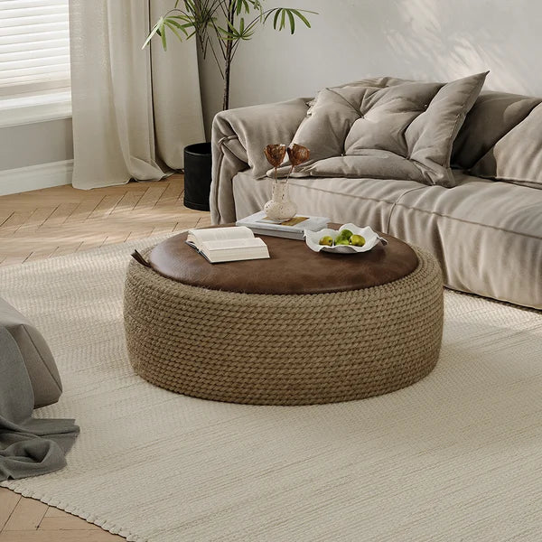 Japandi Woven Rope Coffee Table - Japandi