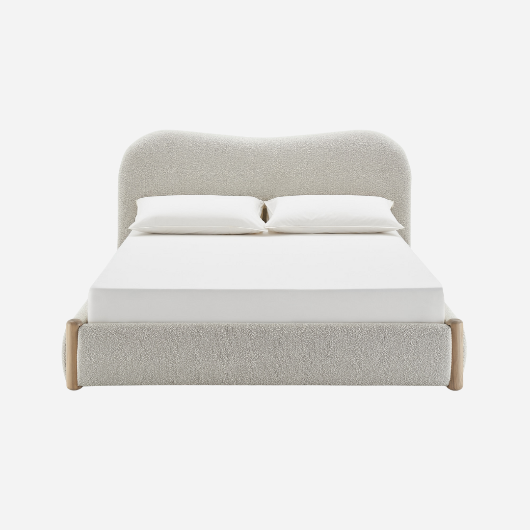 Japandi Bed with Curved Headboard - Japandi