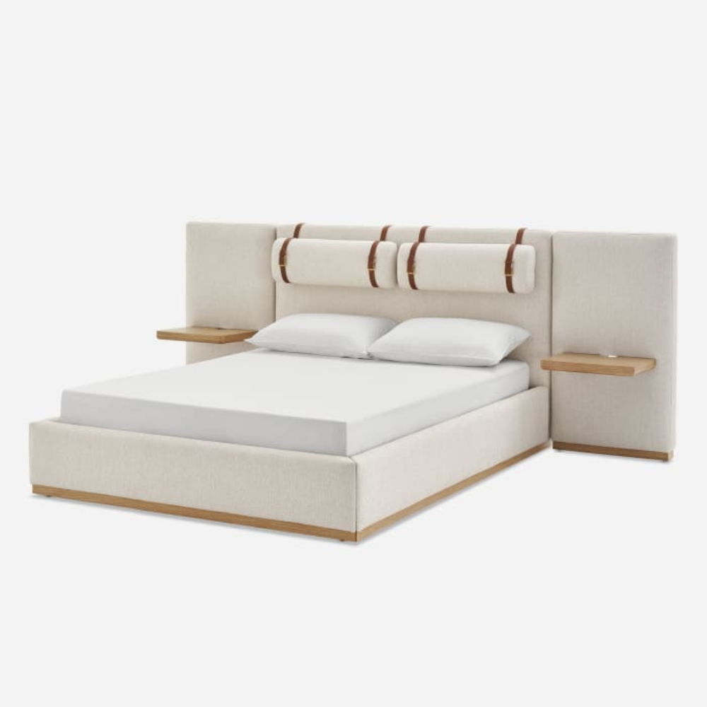 Japandi Bed with Extended Headboard - Japandi