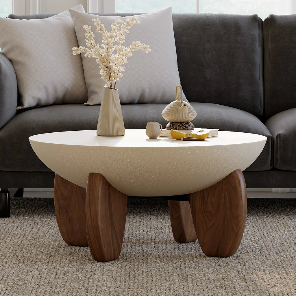 Japandi Concrete & Wood Coffee Table - Japandi