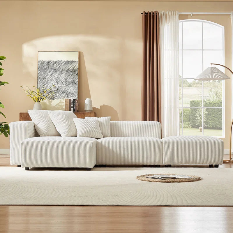 Japandi Corduroy Sofa & Chaise - Japandi