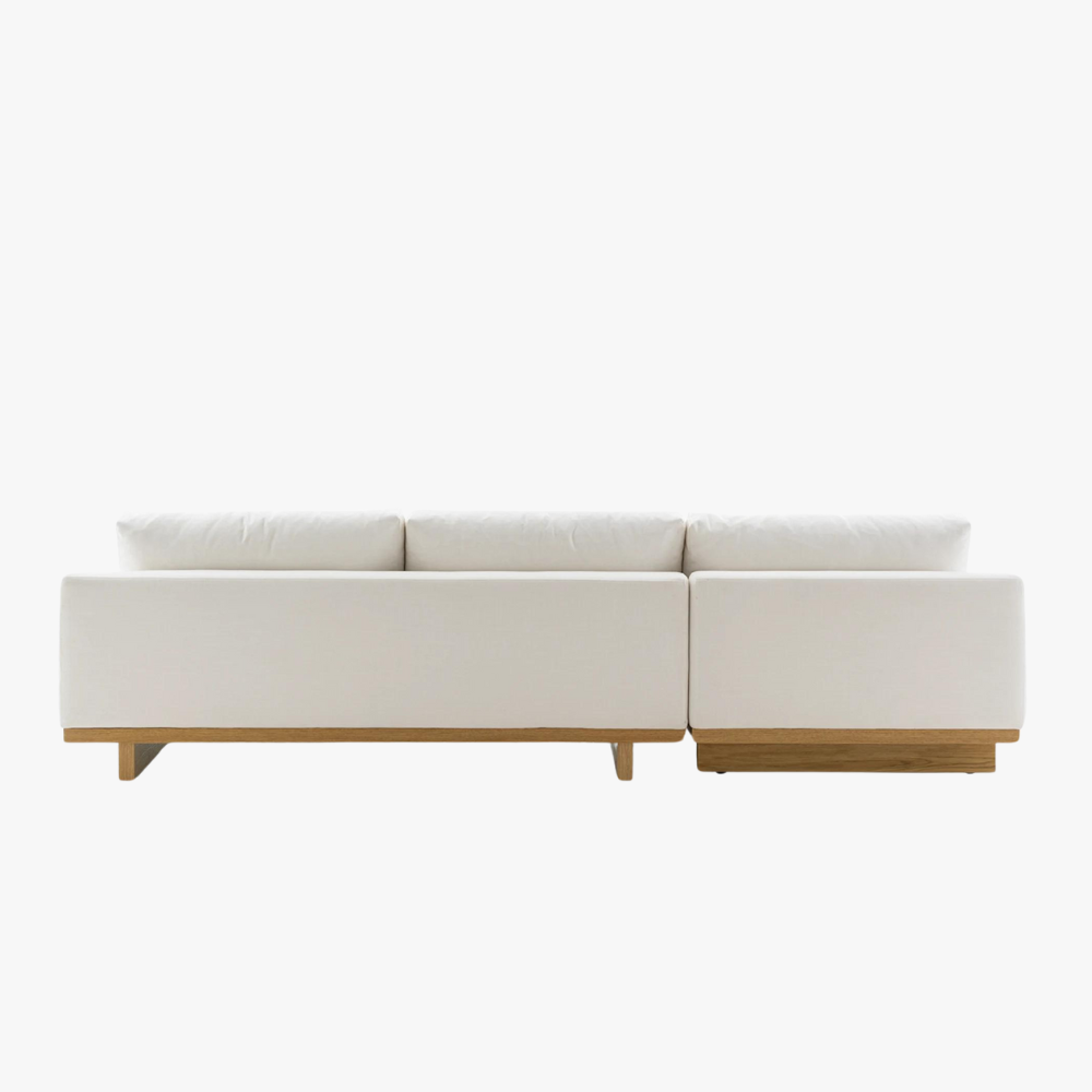 Japandi Fabric & Wood Chaise Sectional Sofa - Japandi