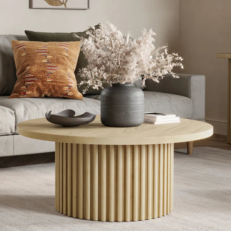 Japandi Fluted Pedestal Coffee Table - Auden - Japandi