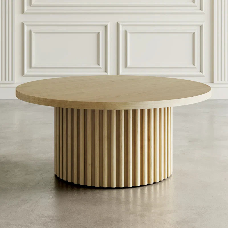 Japandi Fluted Pedestal Coffee Table - Auden - Japandi