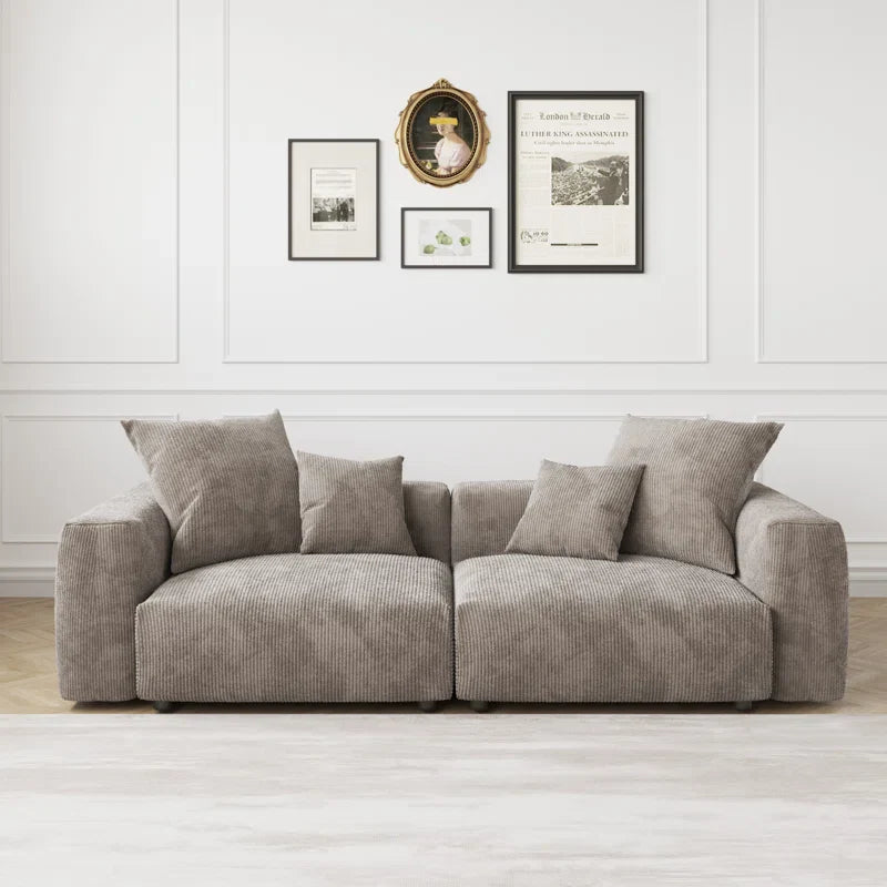 Japandi Gray Corduroy Sofa - Japandi
