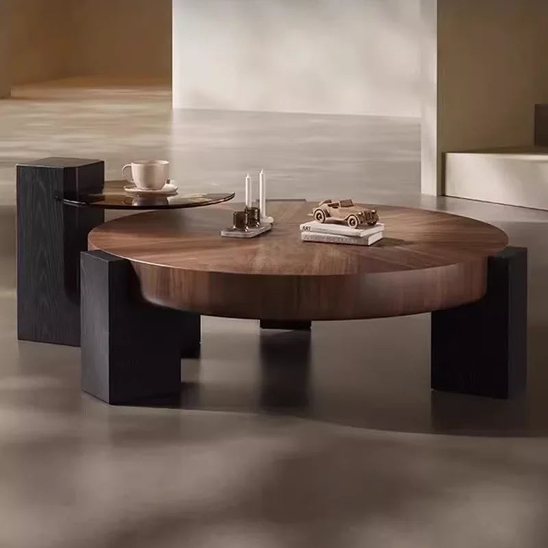 Japandi Modern Round Wood Coffee Table - Japandi