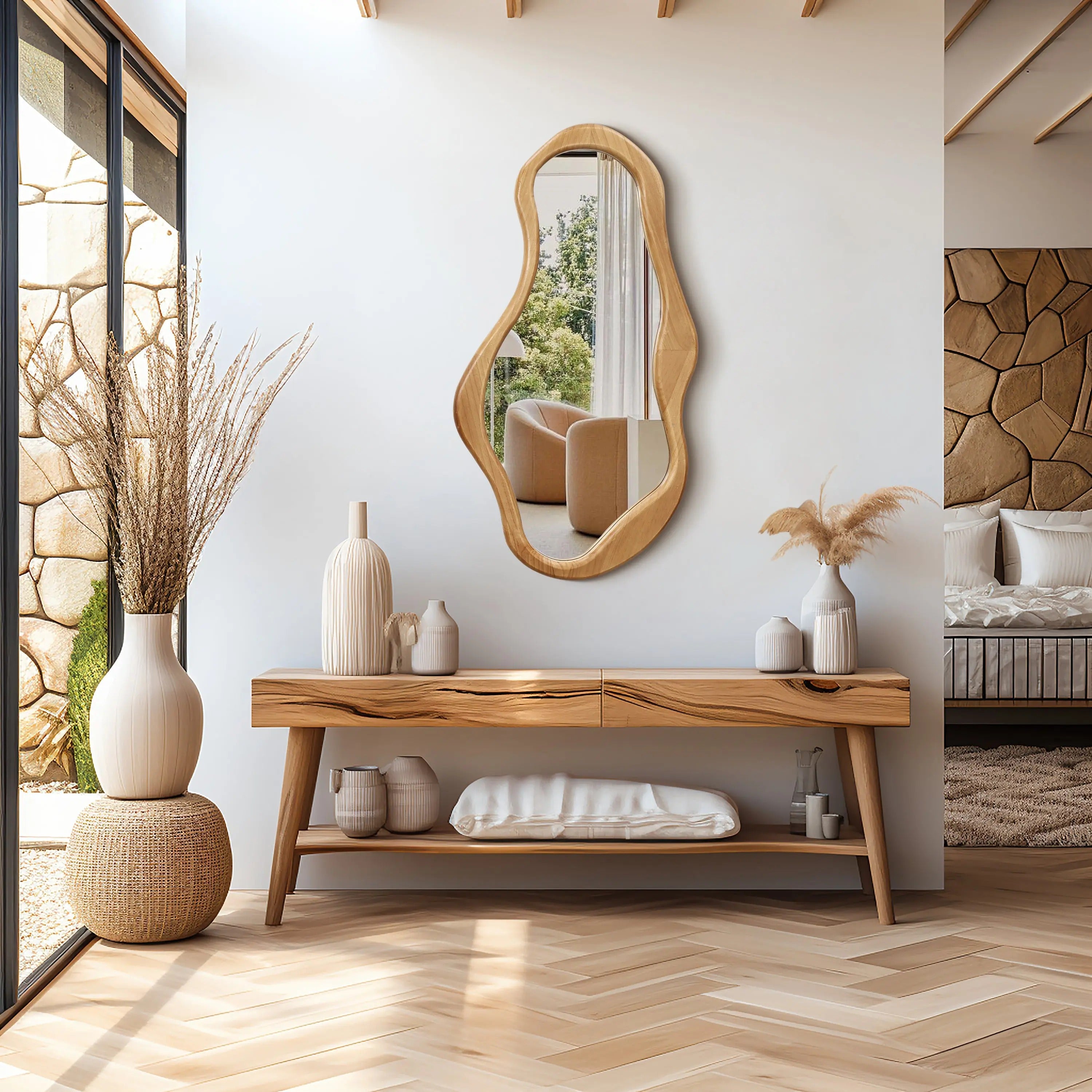 Japandi Organic Oval Mirror - Japandi
