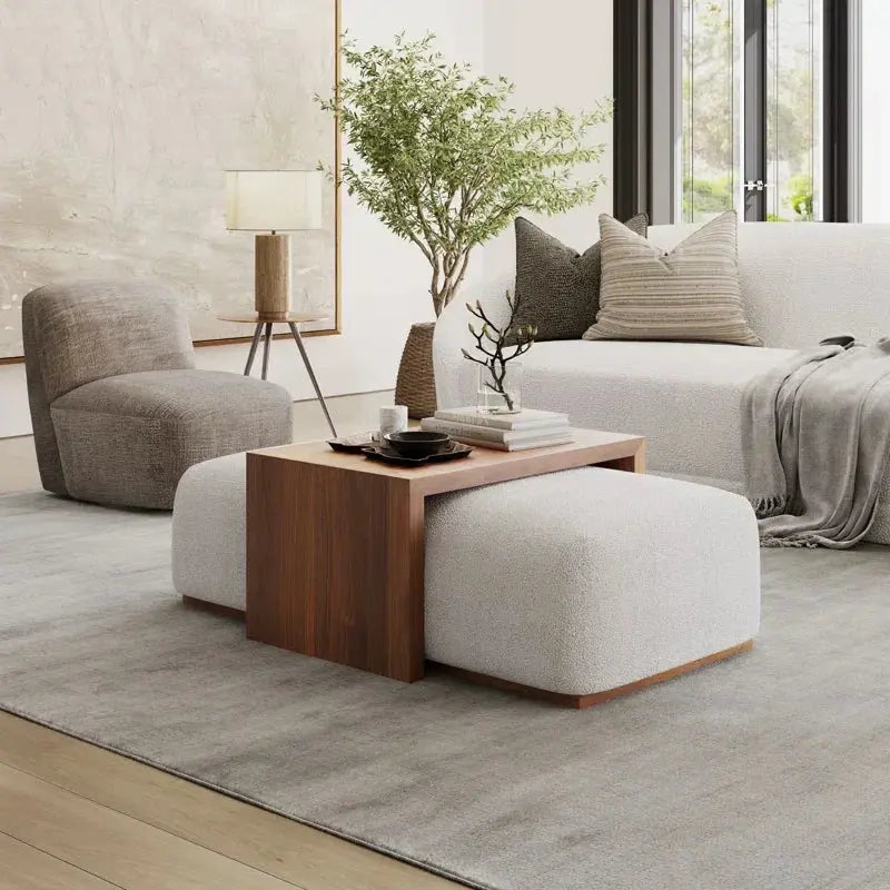 Japandi Coffee Table Ottoman - Japandi
